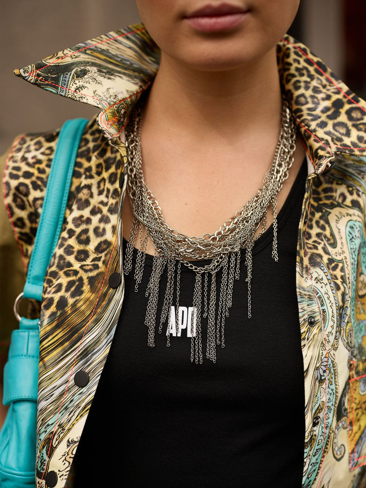 Amy Page DeBlasio Tank Tops Tank Top with Custom Print Graphic in Black Cotton