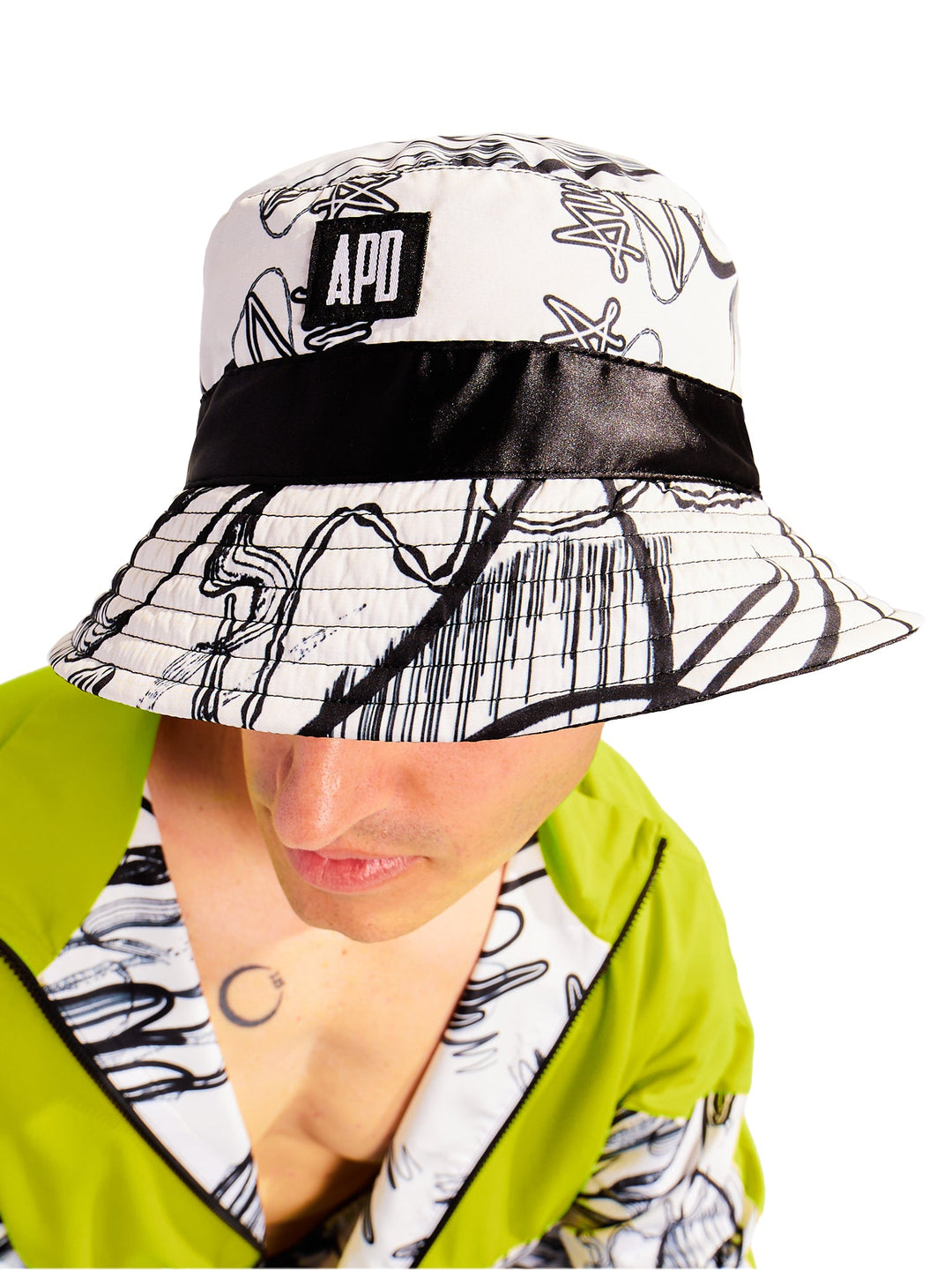 Amy Page DeBlasio Hats Custom Print & Black Satin Custom Print Reversible Bucket Hat