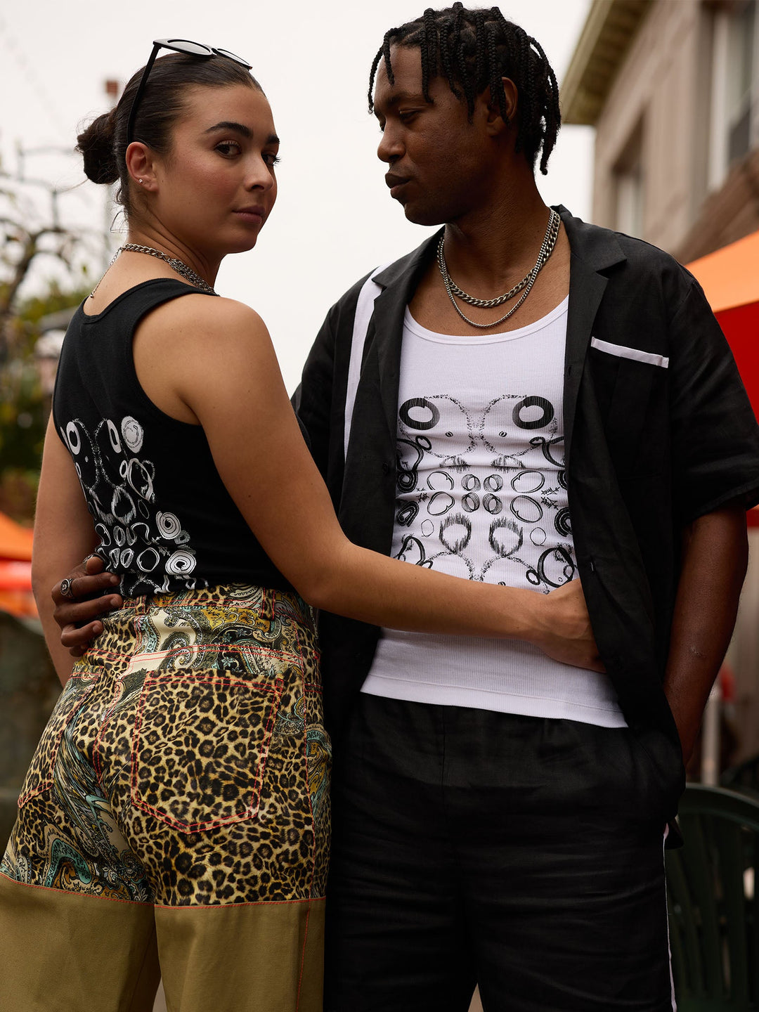 Amy Page DeBlasio Tank Tops Tank Top with Custom Print Graphic in Black Cotton