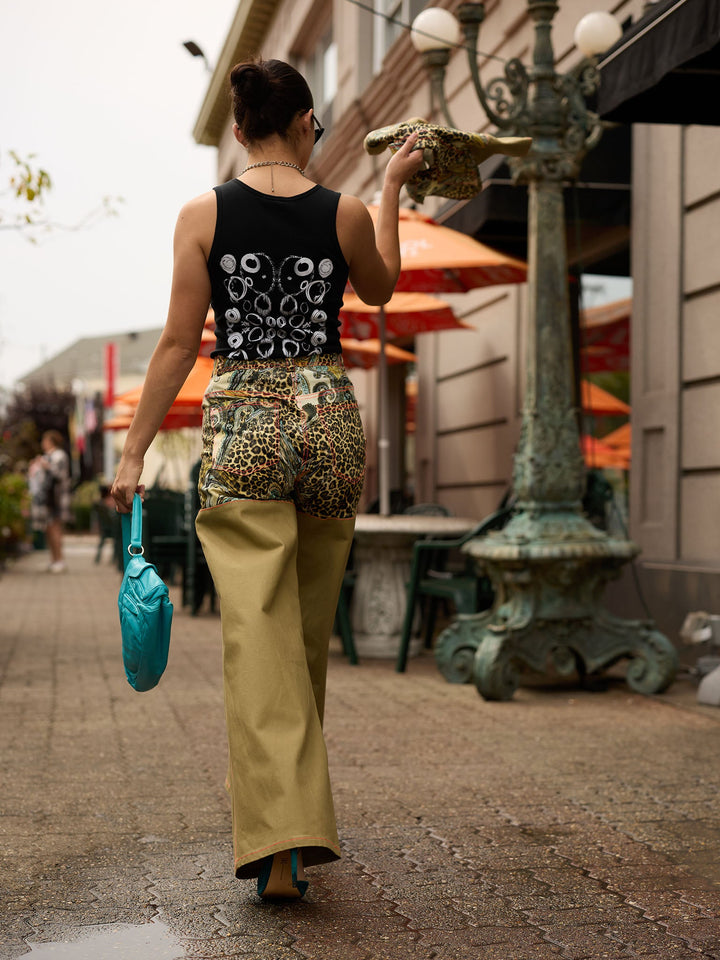 Amy Page DeBlasio Tank Tops Tank Top with Custom Print Graphic in Black Cotton