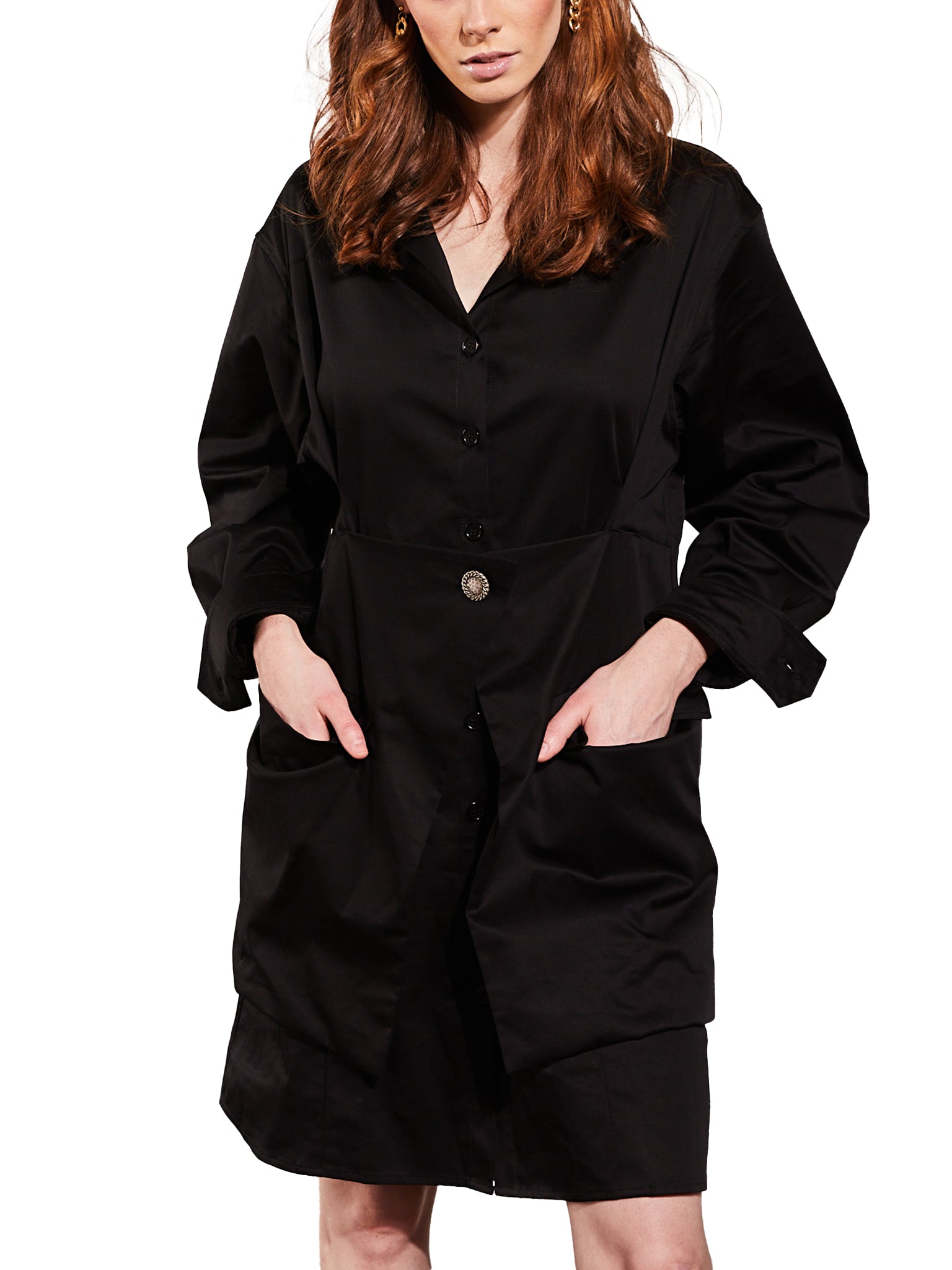 Women's Black Shirt Dress in Cotton – Amy Page DeBlasio