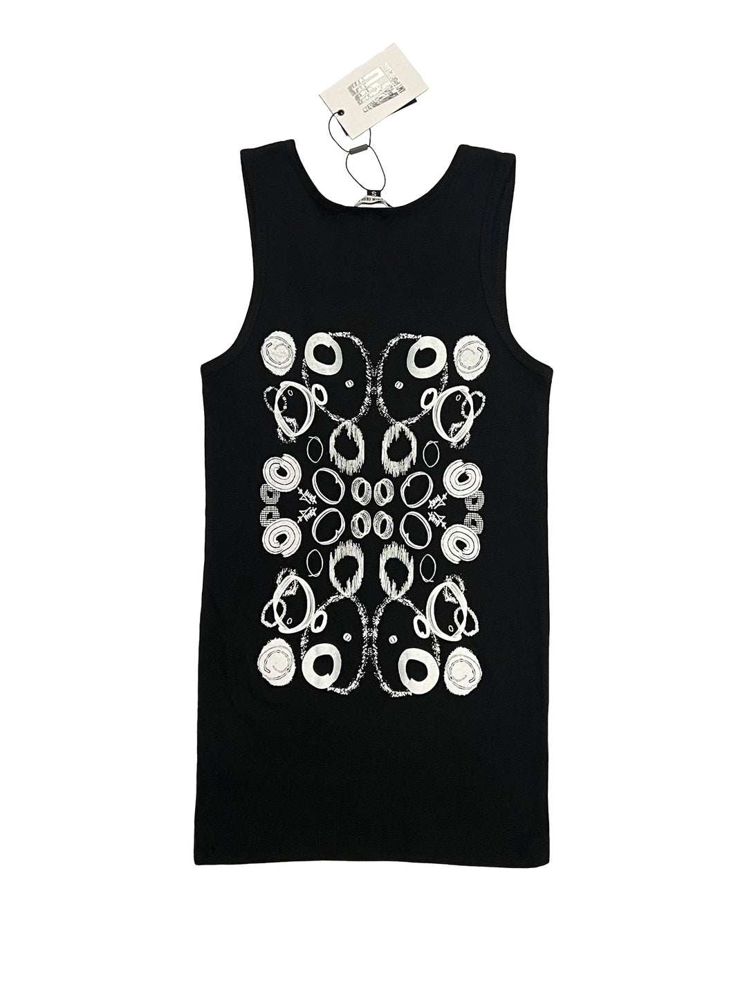 Amy Page DeBlasio Tank Tops Small Tank Top with Custom Print Graphic in Black Cotton