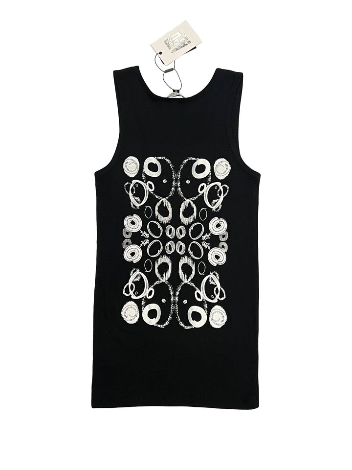 Amy Page DeBlasio Tank Tops Small Tank Top with Custom Print Graphic in Black Cotton