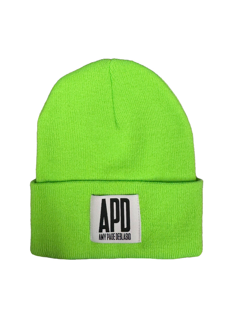 Amy Page DeBlasio Hats Neon Green Beanie with Logo Tag
