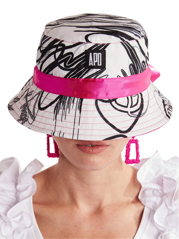 Amy Page DeBlasio Hats Custom Print & Hot Pink Custom Print Reversible Bucket Hat
