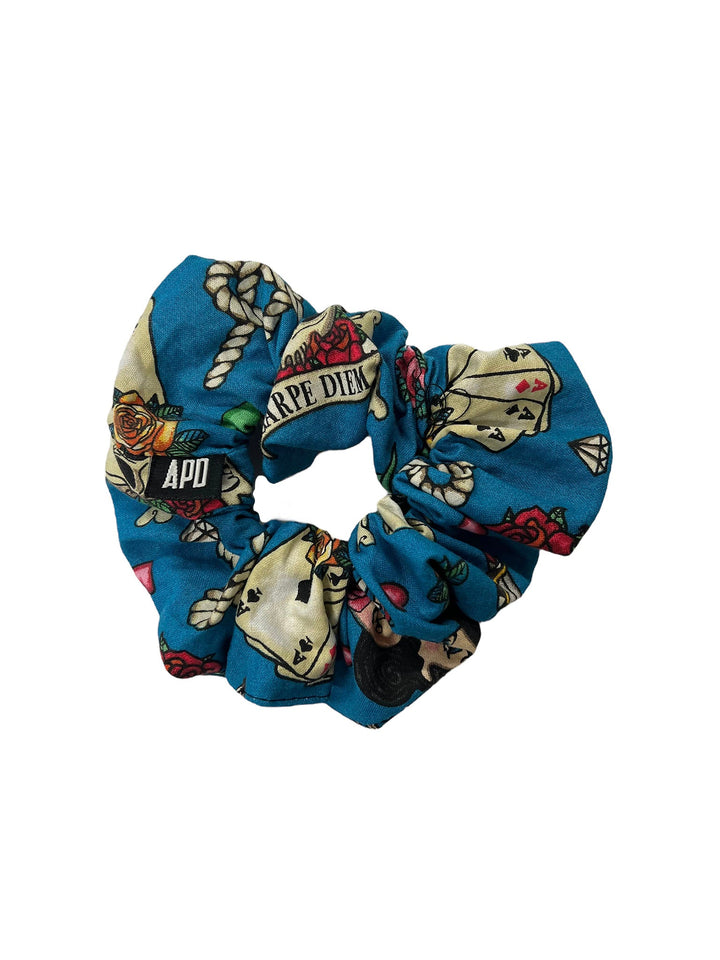 Amy Page DeBlasio Scrunchie Tattoo Print Cotton No Waste Scrunchie