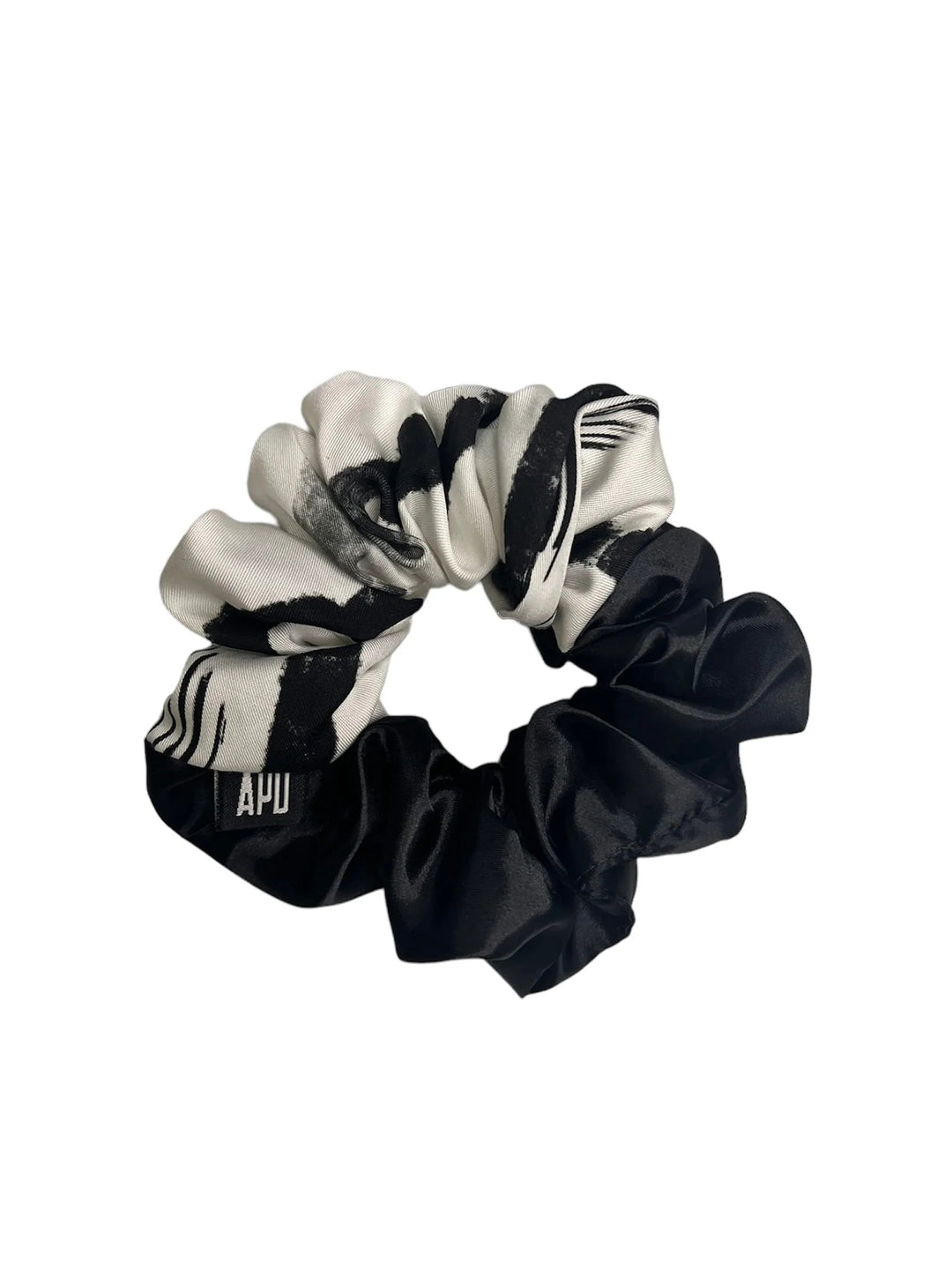 Amy Page DeBlasio Scrunchie Custom Print (Black & White) & Black Color Block No Waste Scrunchie