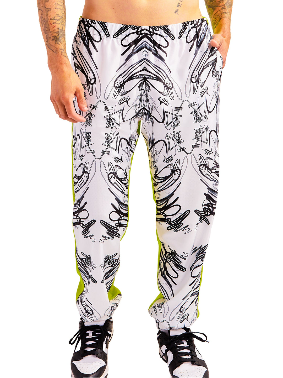 Amy Page DeBlasio Pants Windbreaker Pants in Custom Print Color Block