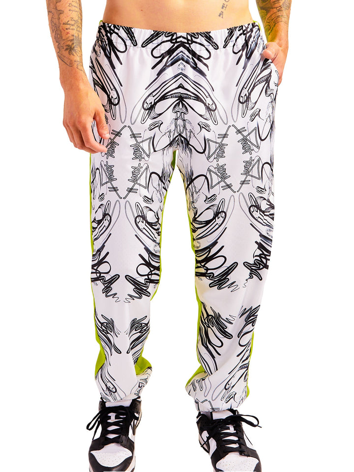 Amy Page DeBlasio Pants Windbreaker Pants in Custom Print Color Block