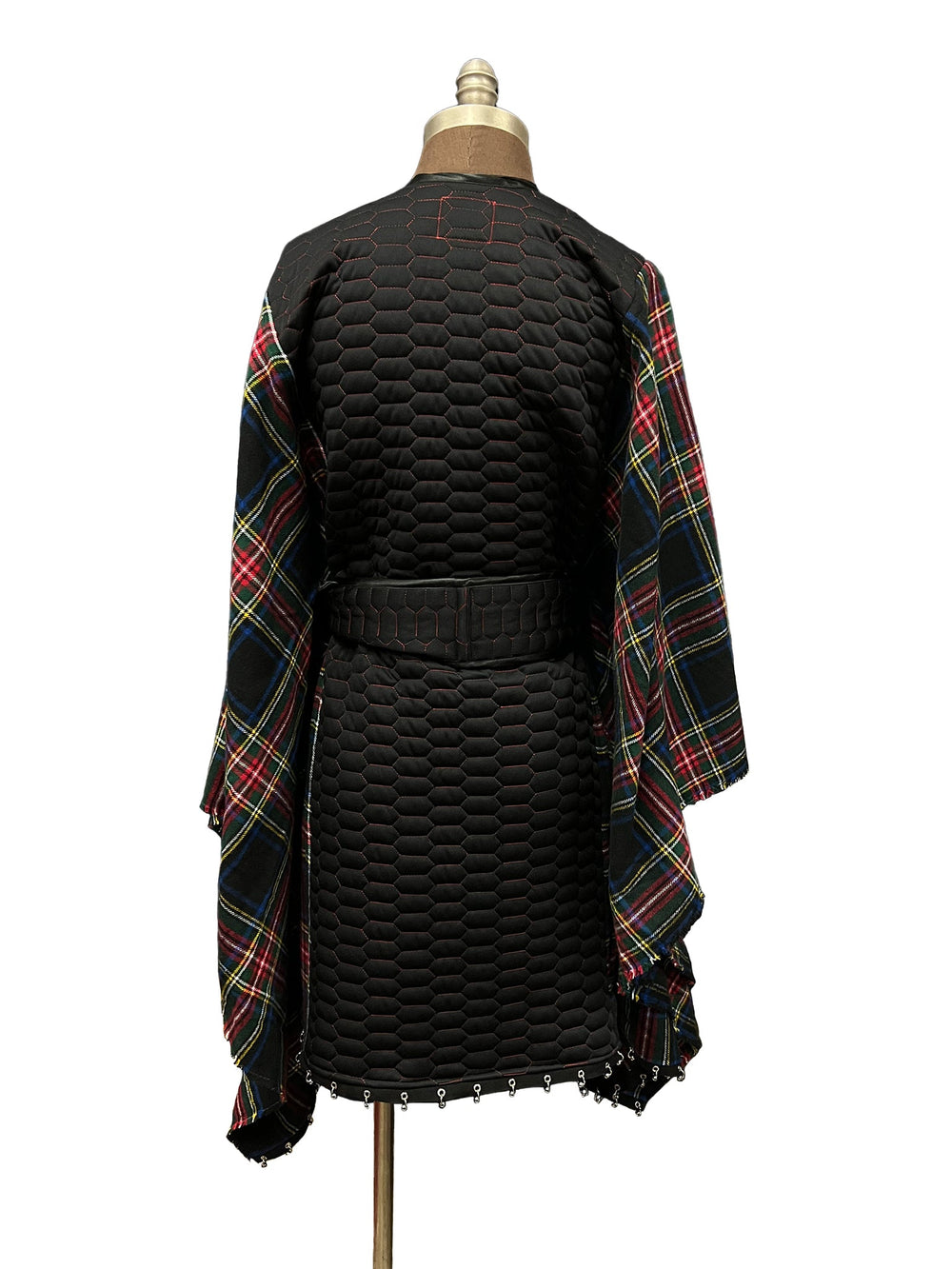 Amy Page DeBlasio Shawls and Kimonos Reversible Belted Kimono Wrap in Honeycomb Quilt and Plaid Flannel