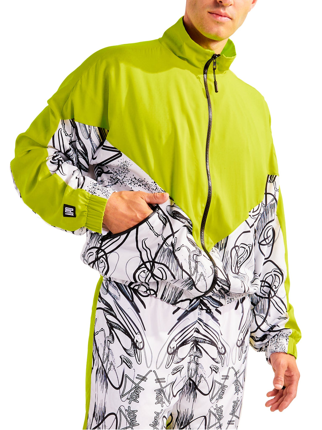 Amy Page DeBlasio Jackets and Coats Windbreaker Jacket in Custom Print Color Block