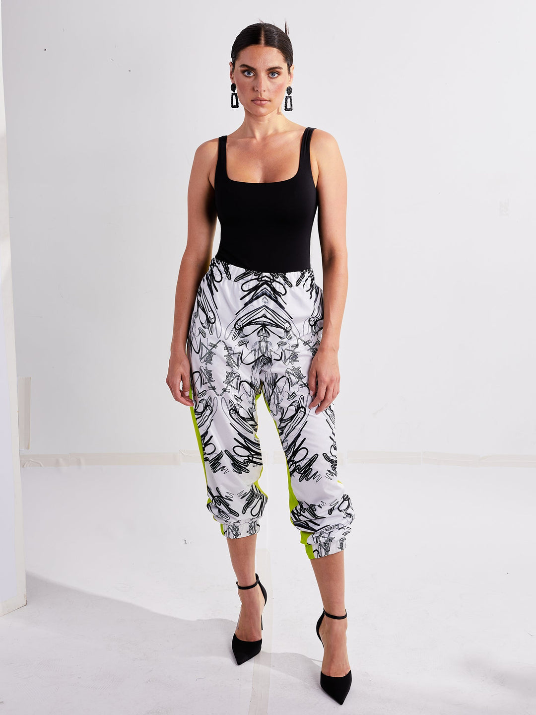 Amy Page DeBlasio Pants Windbreaker Pants in Custom Print Color Block