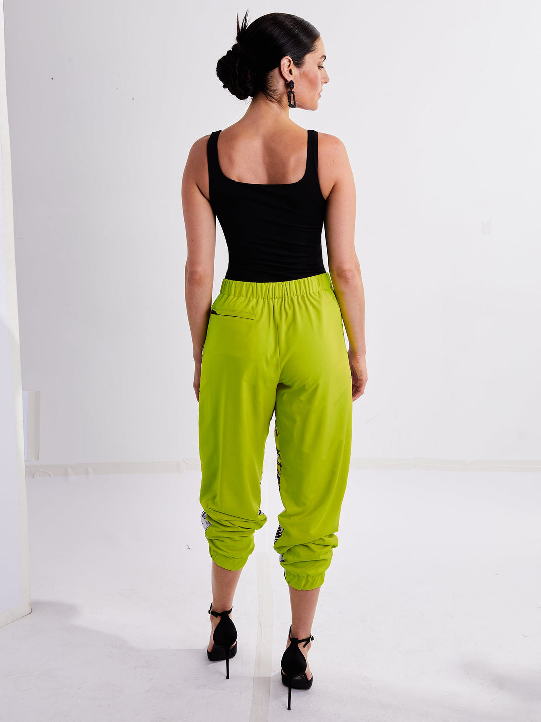 Amy Page DeBlasio Pants Windbreaker Pants in Custom Print Color Block