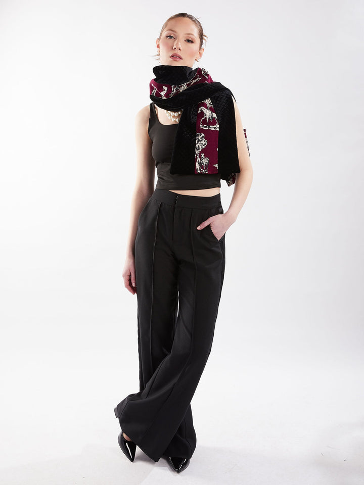 Amy Page DeBlasio Pants Wide Leg Tuxedo Pants in Black