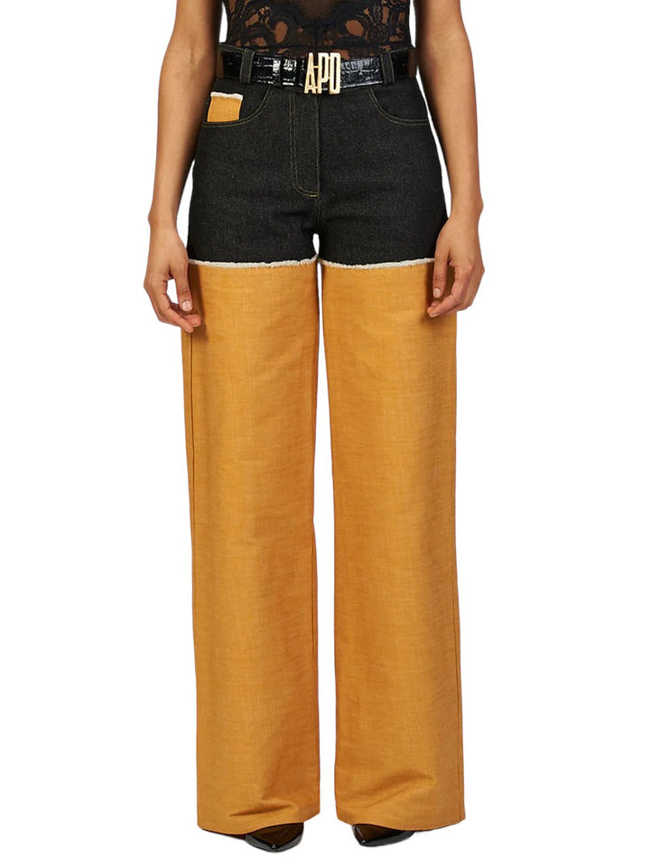Amy Page DeBlasio Pants Wide Leg Pant in Black and Yellow Denim