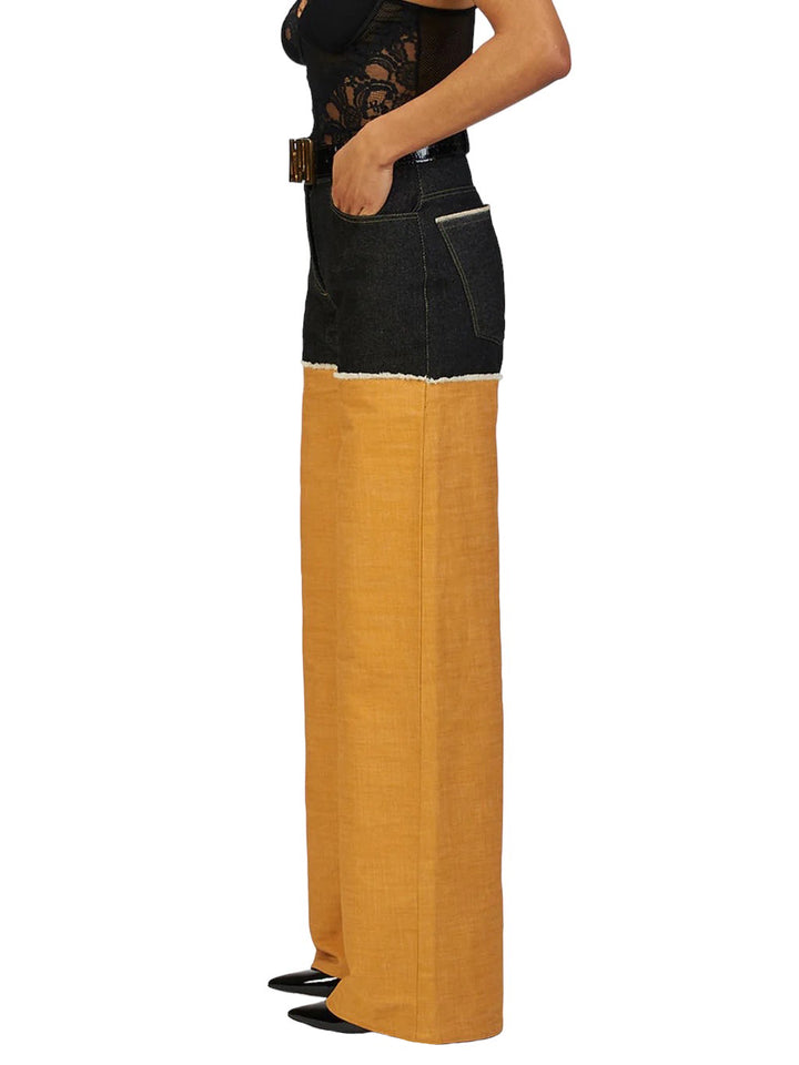 Amy Page DeBlasio Pants Wide Leg Pant in Black and Yellow Denim