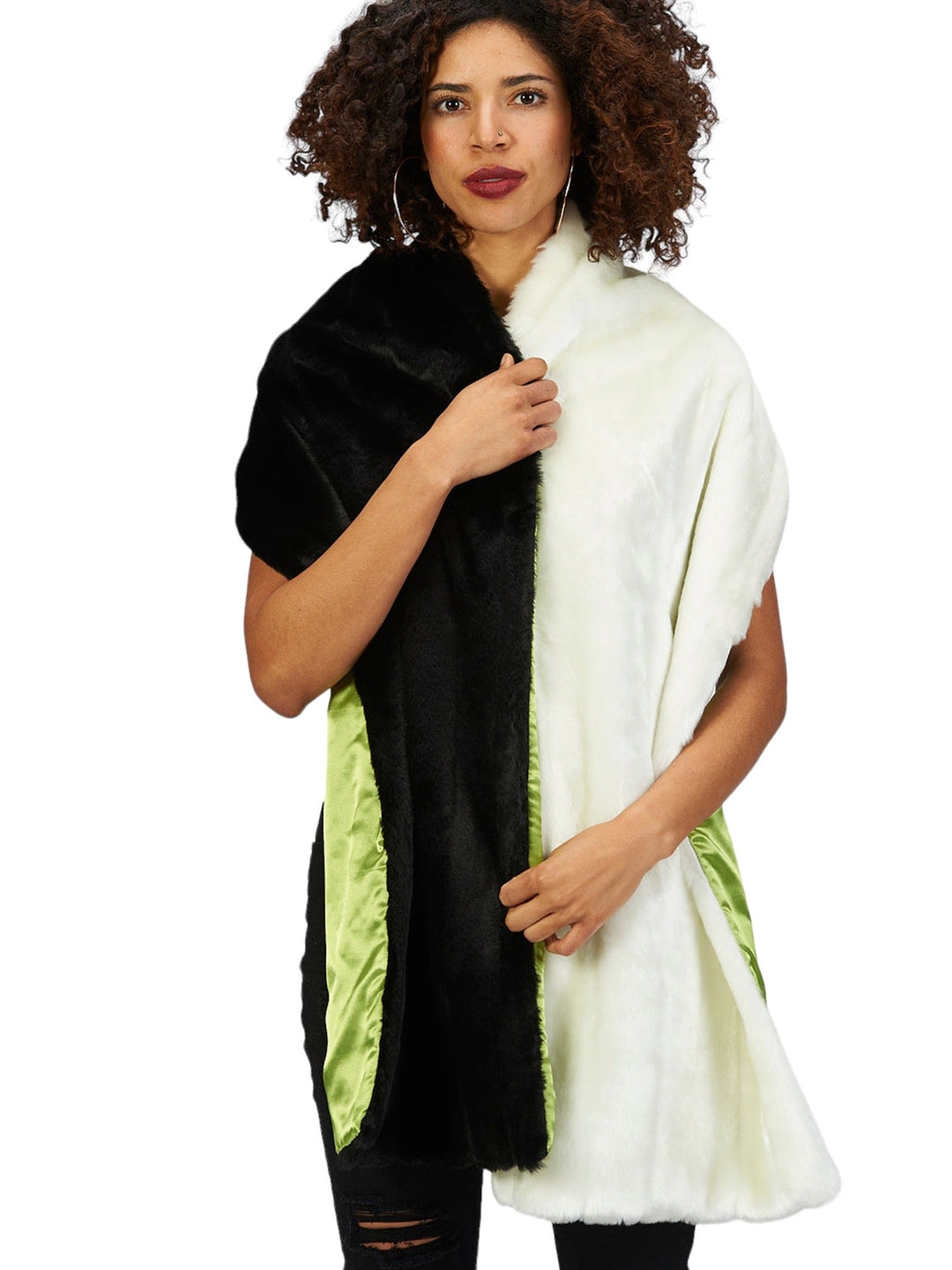 Amy Page DeBlasio Scarves Faux Fur Scarf in Black and White