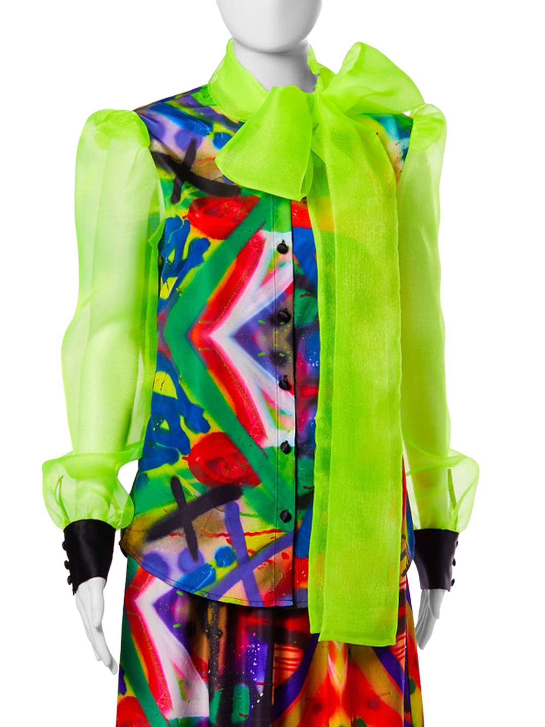 Amy Page DeBlasio Tops Bow Blouse in Graffiti Print