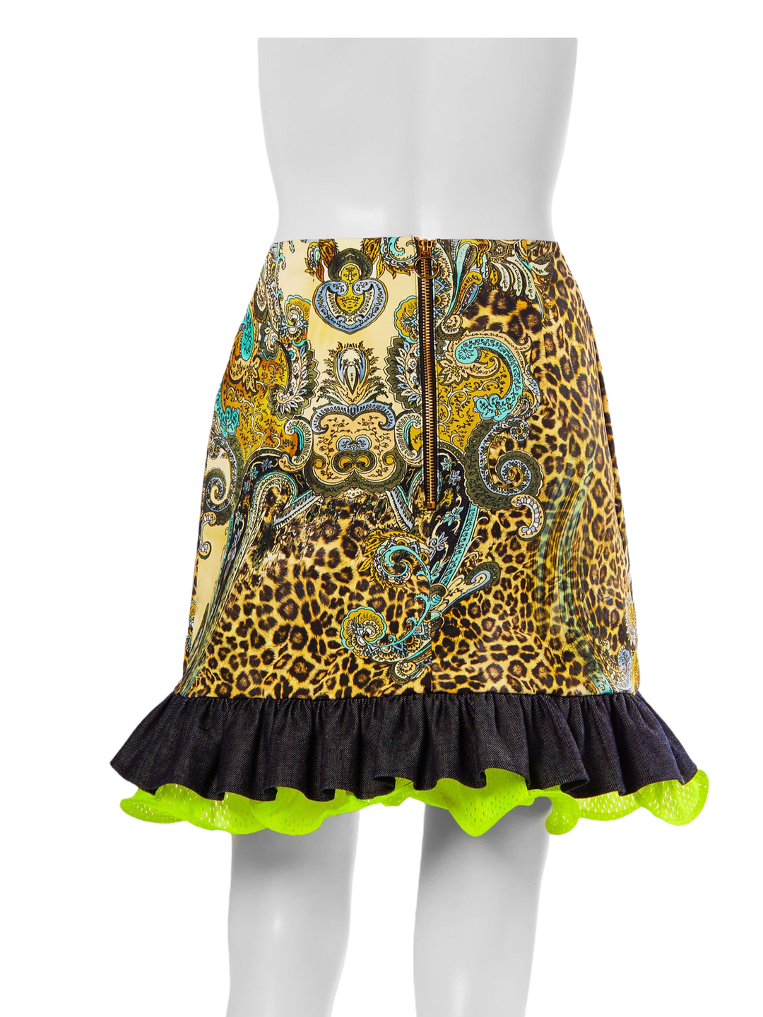 Amy Page DeBlasio Skirts Pencil Skirt with Ruffle in Leopard and Paisley