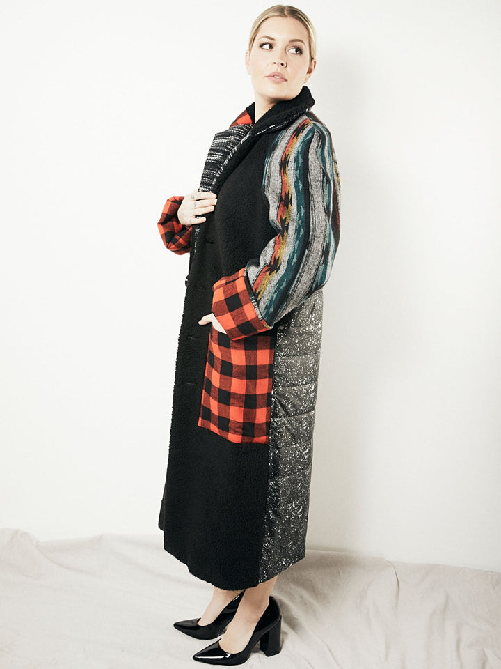 Amy Page DeBlasio Jackets and Coats Trench Coat in Wool and Patchwork