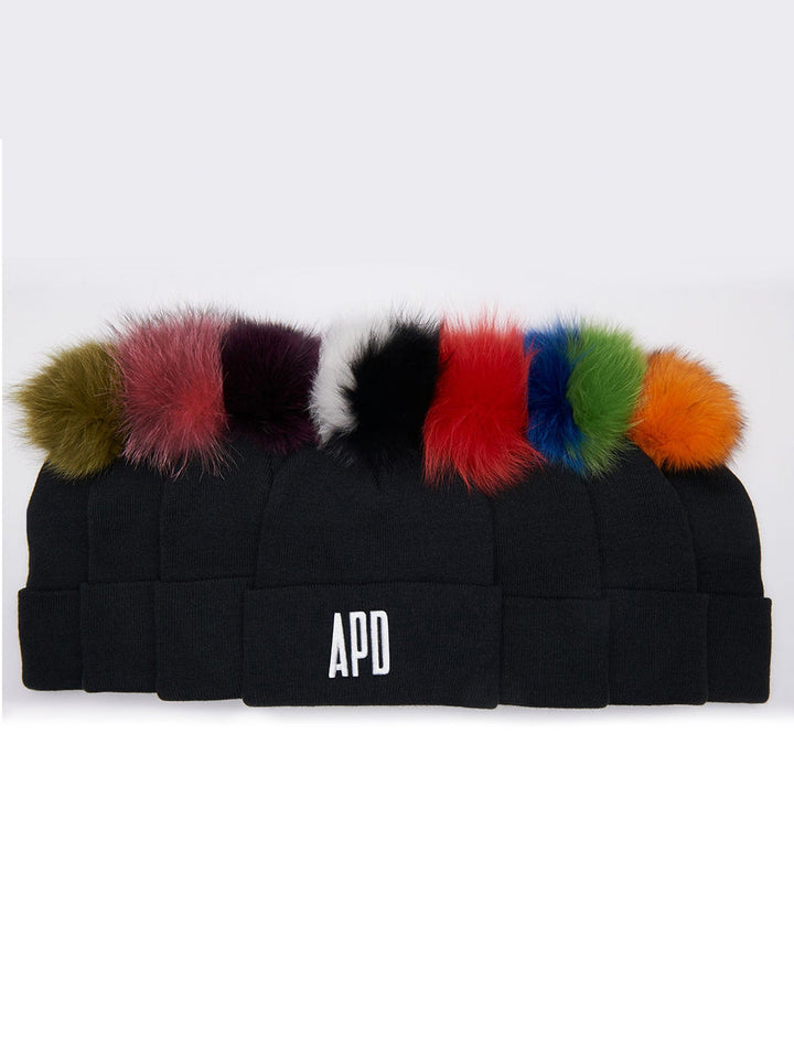 Amy Page DeBlasio Hats Beanie with Fur Pom Pom