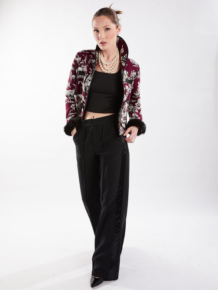 Amy Page DeBlasio Pants Wide Leg Tuxedo Pants in Black