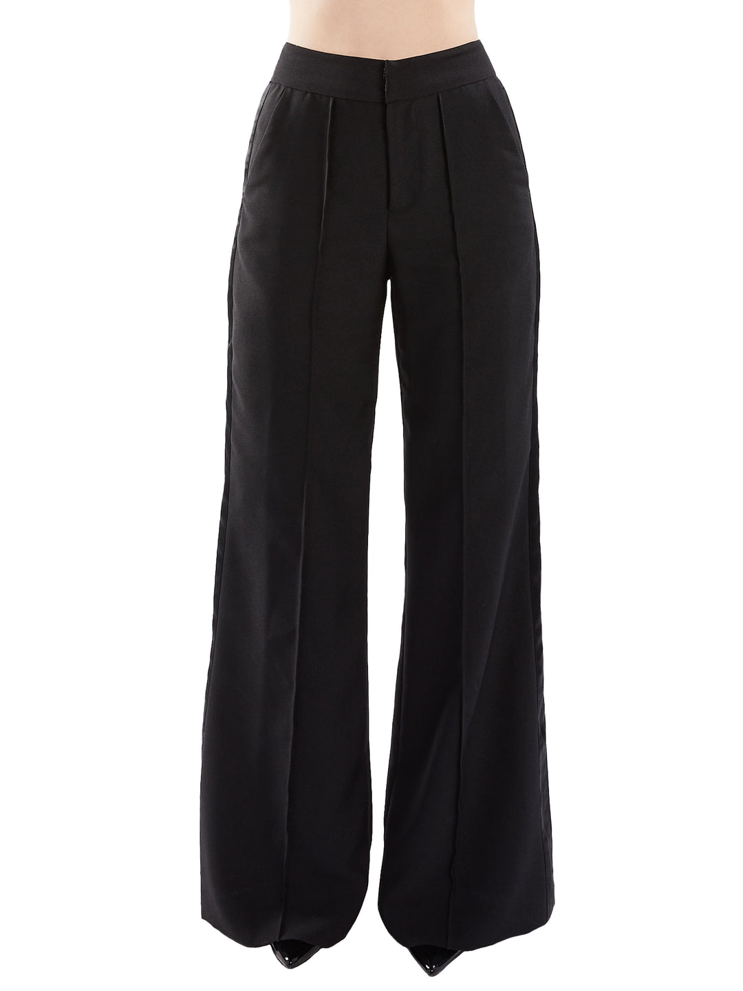 Amy Page DeBlasio Pants Wide Leg Tuxedo Pants in Black