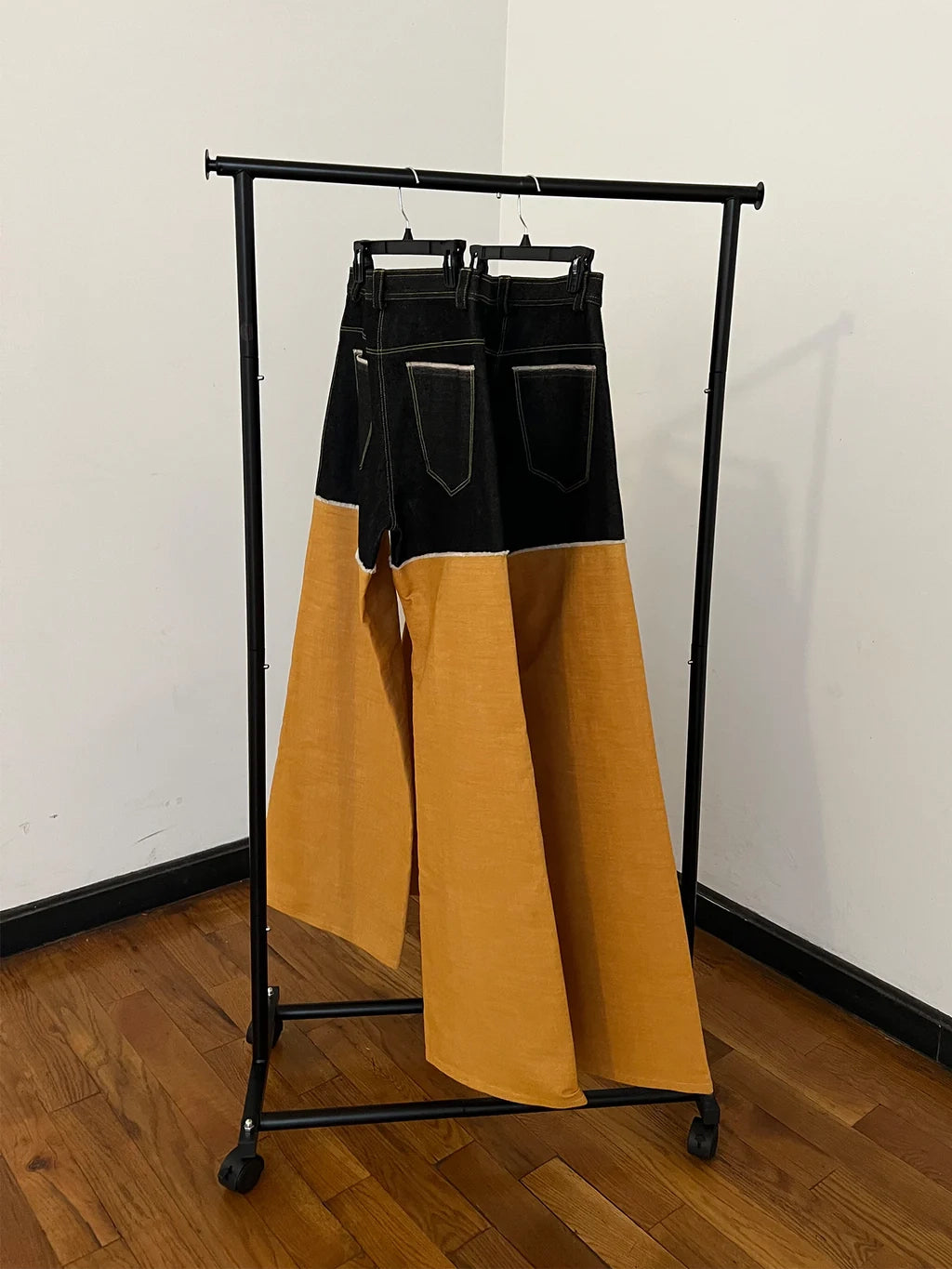 Amy Page DeBlasio Pants Wide Leg Pant in Black and Yellow Denim