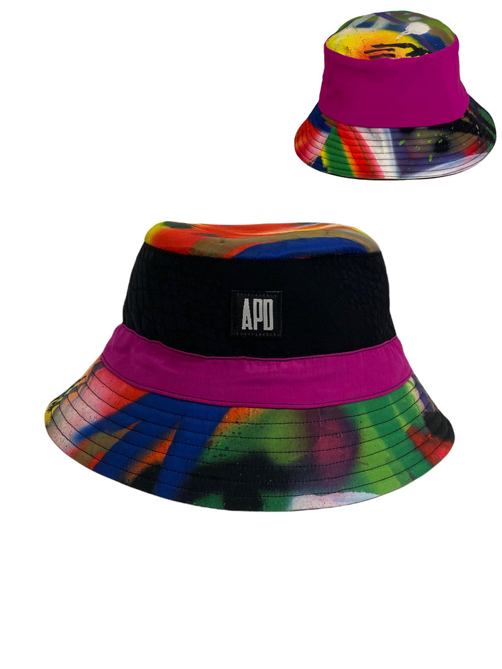 Amy Page DeBlasio Hats APD Custom Graffiti Print and Black Croc Reversible Bucket Hat