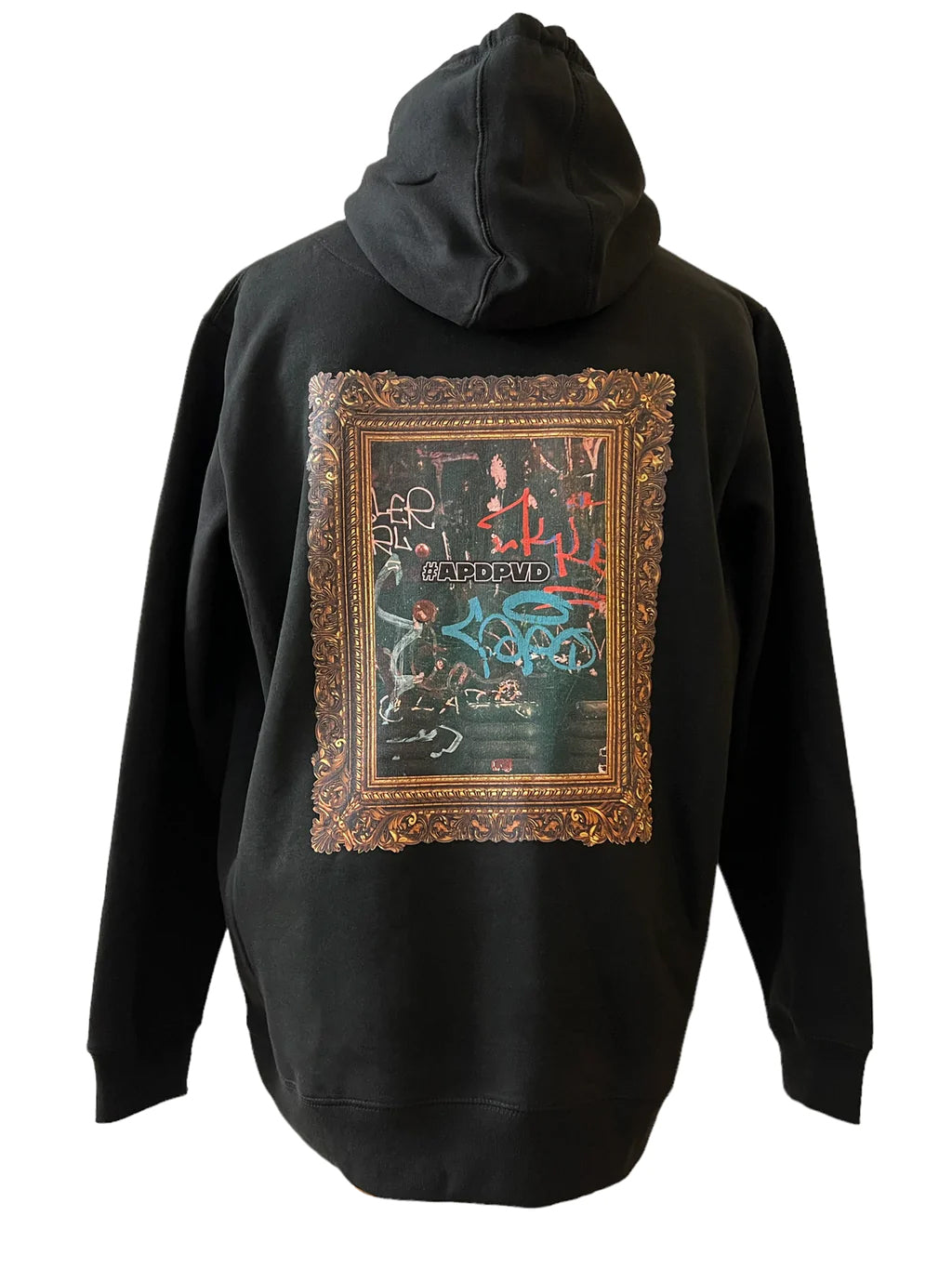 Amy Page DeBlasio Sweatshirts Hooded Sweatshirt in Black with Gold Frame Graphic