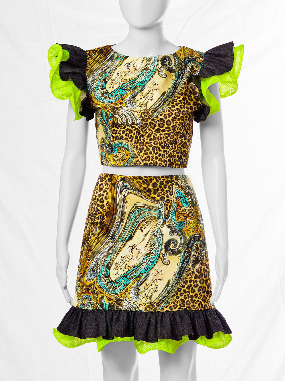Amy Page DeBlasio Tops Leopard Ruffle Top