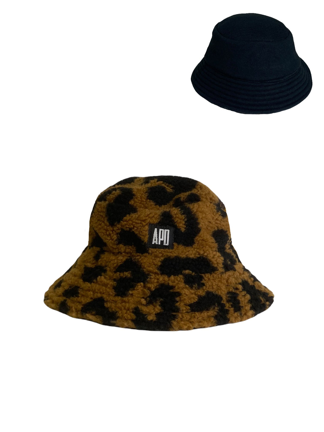 Amy Page DeBlasio Hats Leopard Sherpa Reversible Bucket Hat