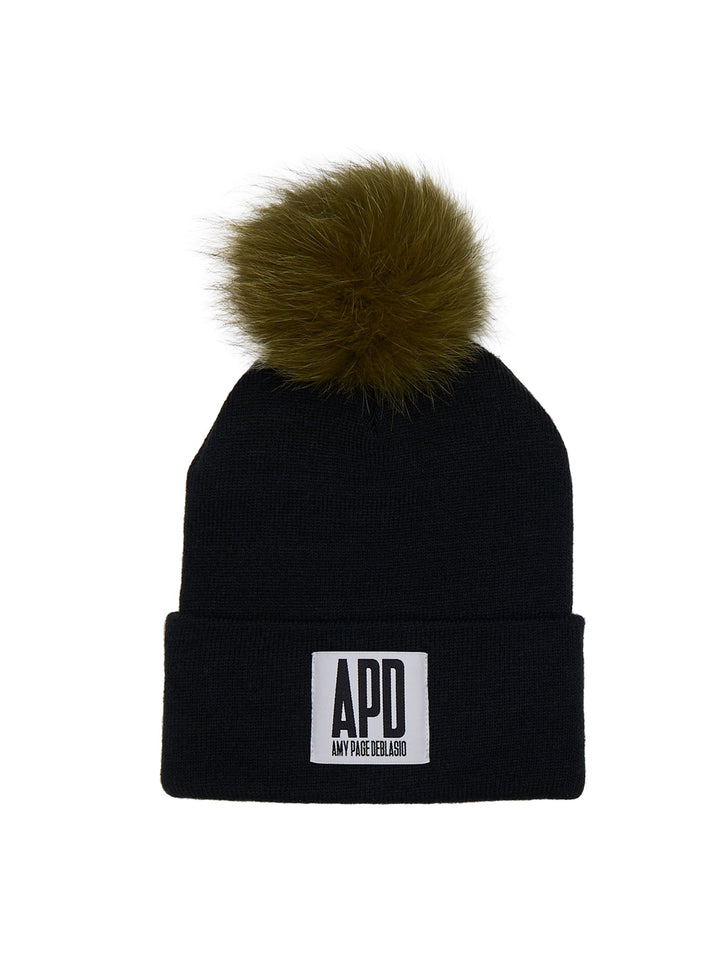 Amy Page DeBlasio Hats Beanie with Fur Pom Pom