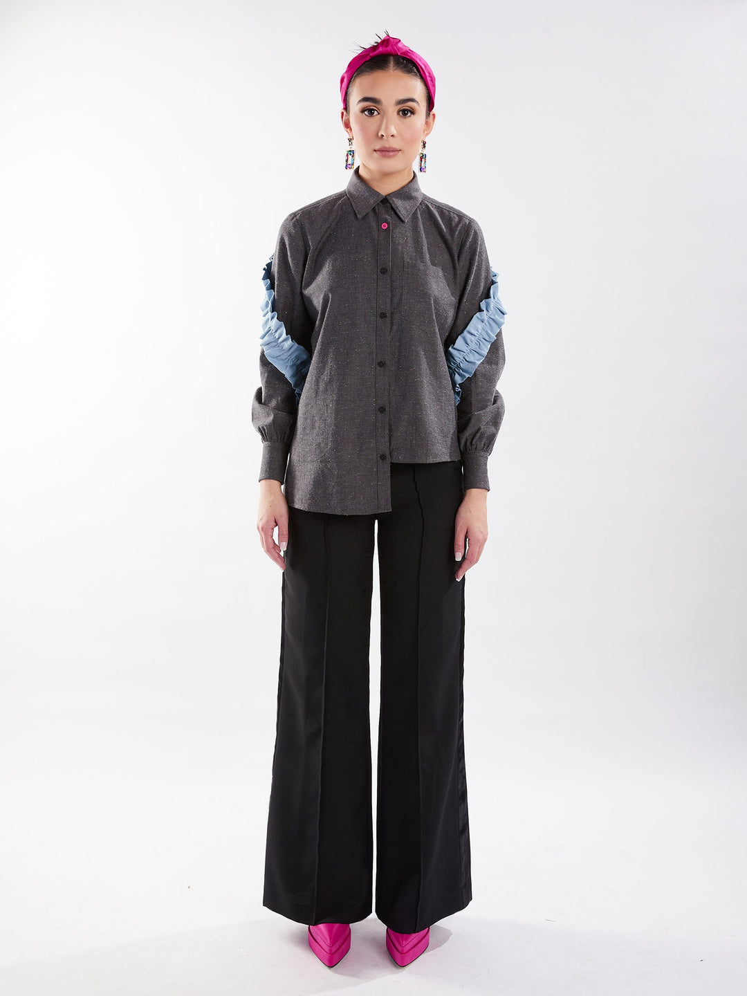 Amy Page DeBlasio Pants Wide Leg Tuxedo Pants in Black