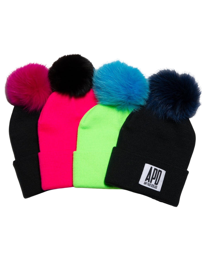 Amy Page DeBlasio Hats Beanie with Fur Pom Pom