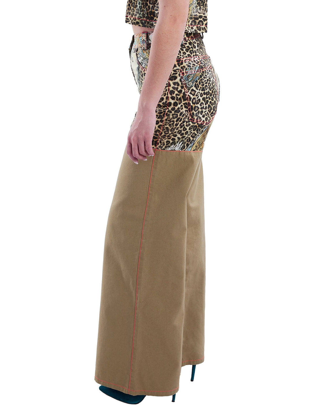 Amy Page DeBlasio Pants Wide Leg Pant in Tan and Leopard Paisley