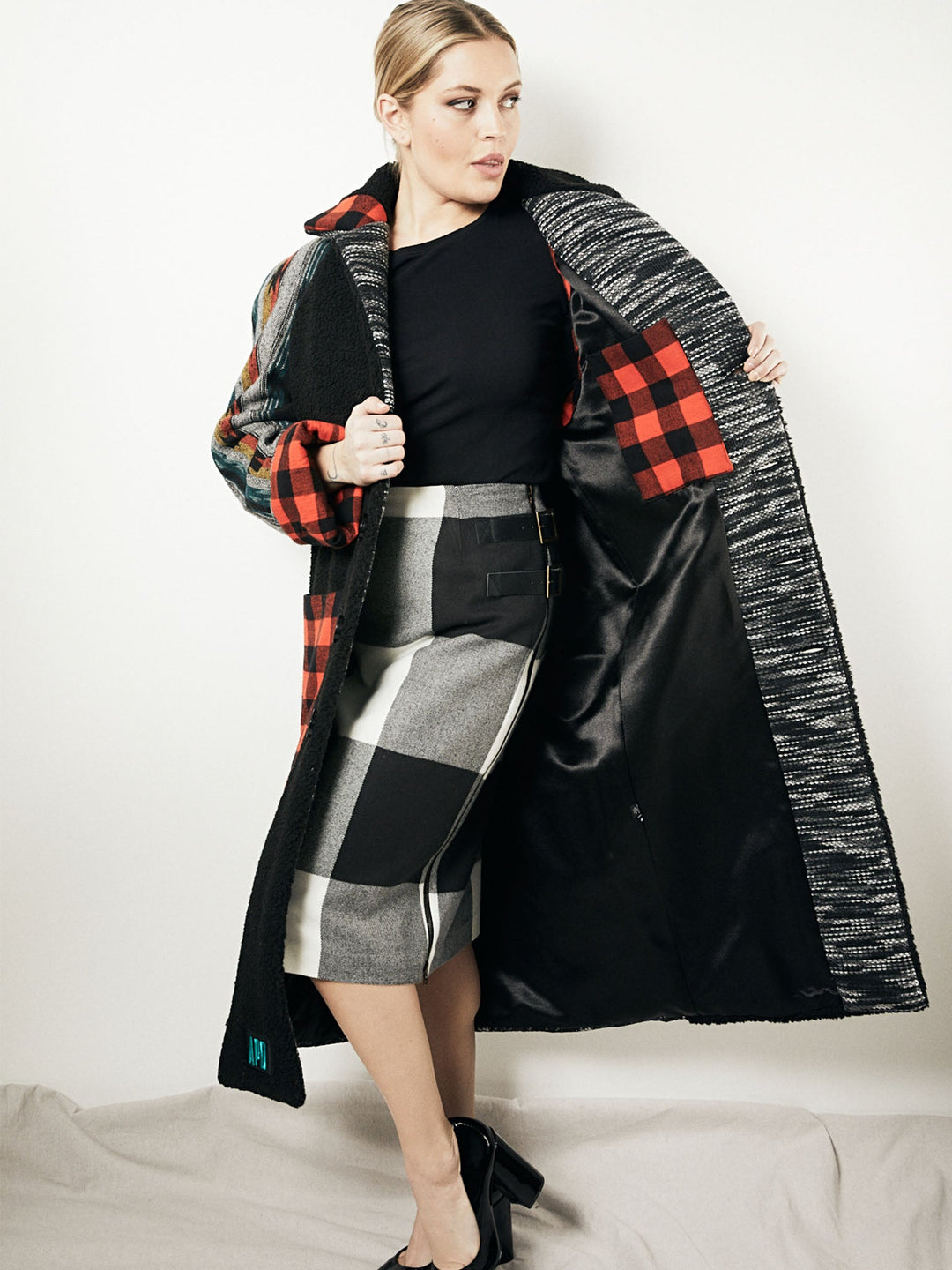 Amy Page DeBlasio Jackets and Coats Trench Coat in Wool and Patchwork