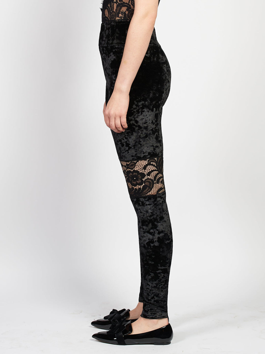 dressy leggings black velvet with lace