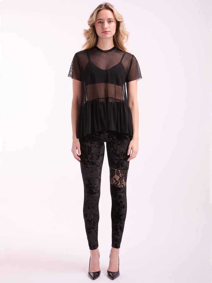 APD PVD Leggings Leggings in Black Velvet and Lace