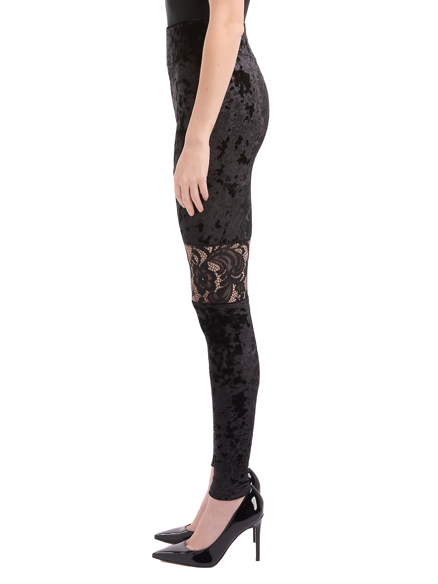 Women's Black Velvet & Lace Leggings – Amy Page DeBlasio
