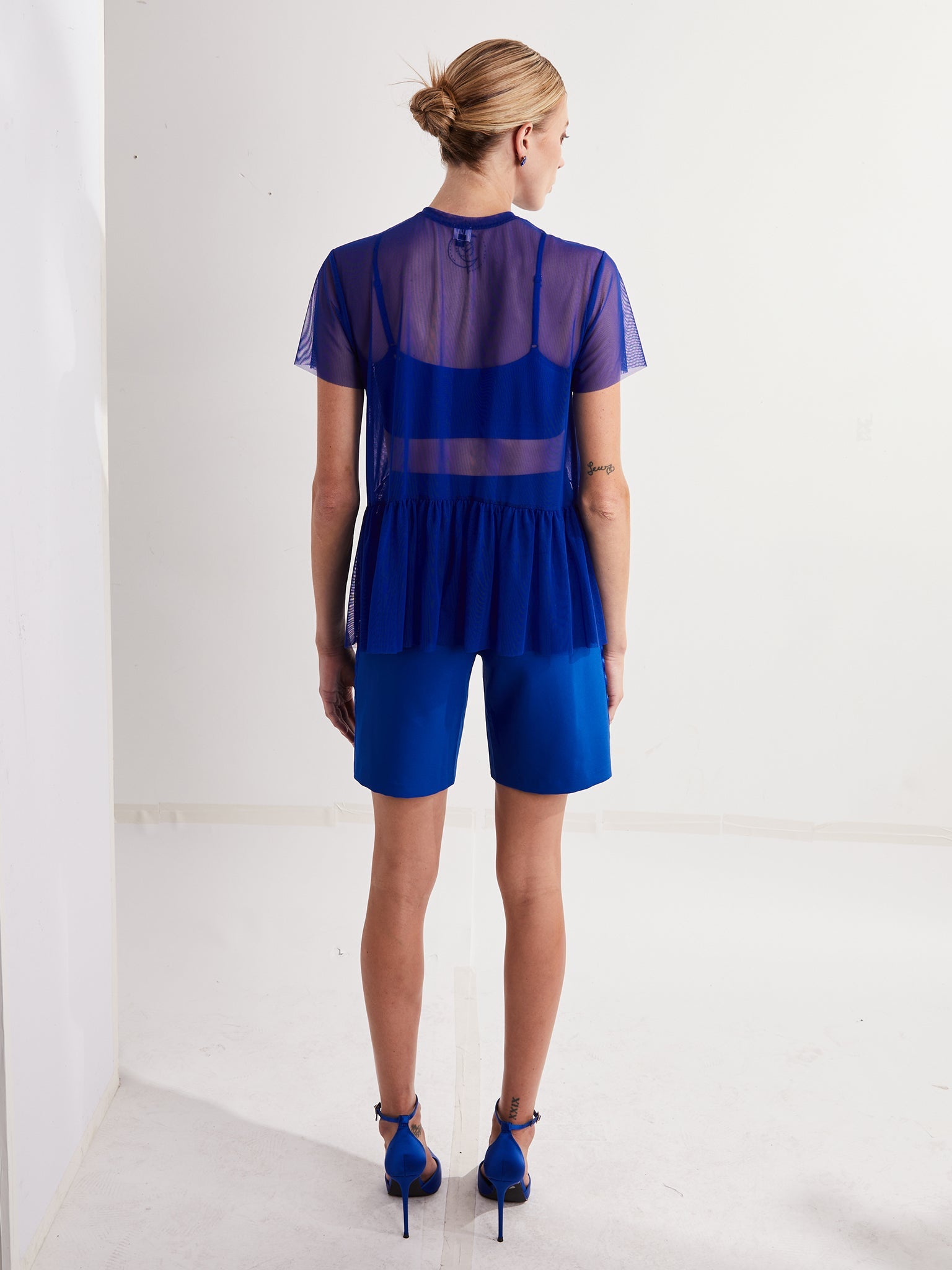 エムミーエメ Candy sleeve tulle tops blue gray エムミーエメ Candy sleeve tulle tops blue gray