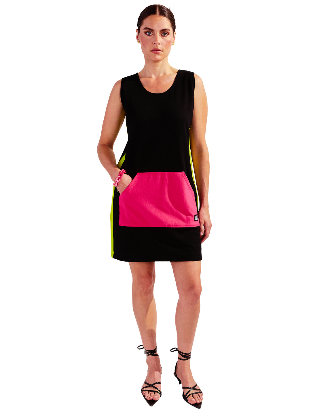 Tank Dress in Color Block French Terry Cotton