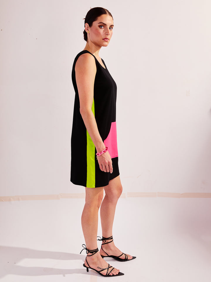 Tank Dress in Color Block French Terry Cotton