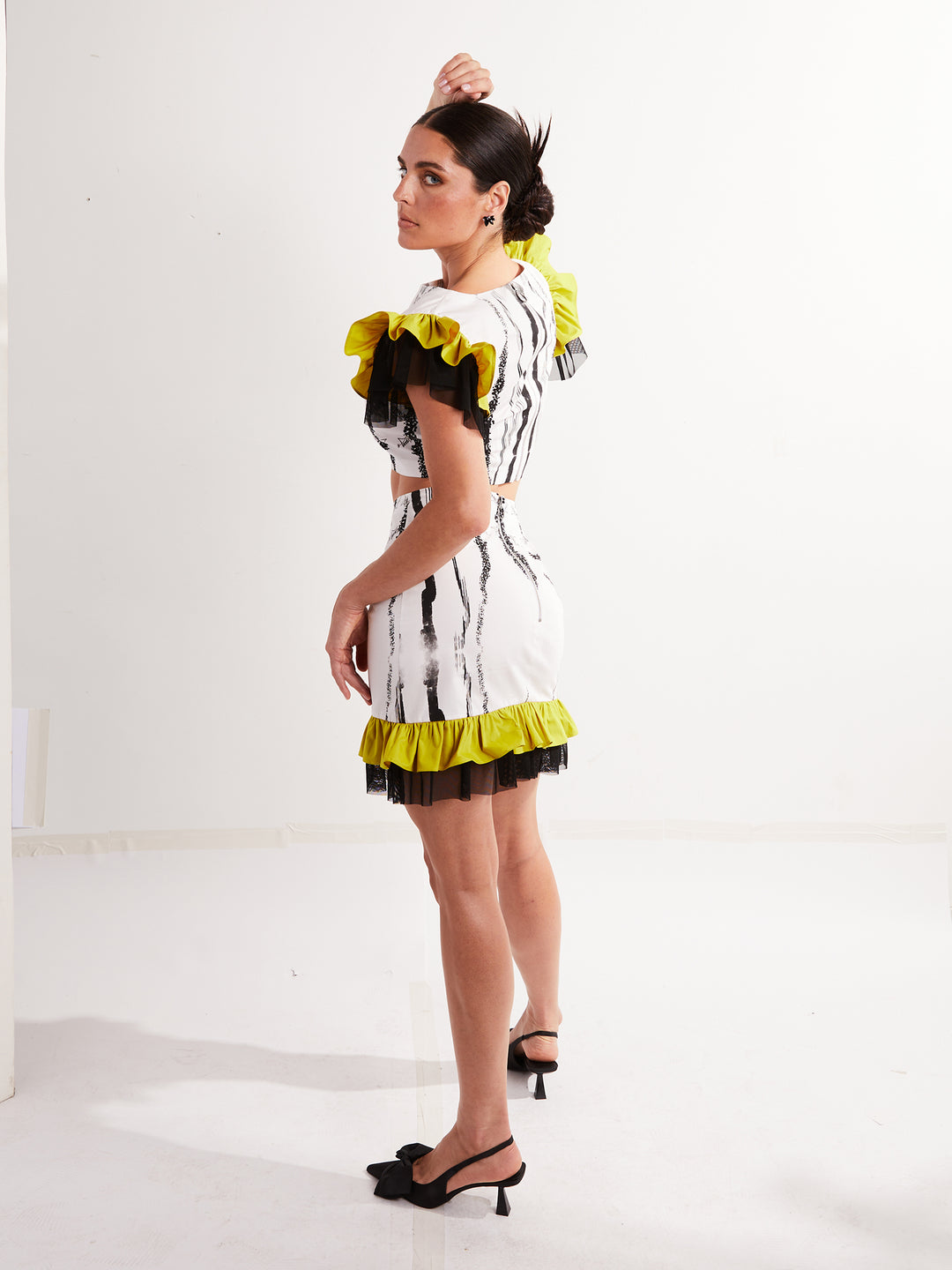 Short Ruffle Skirt in Custom Print Cotton
