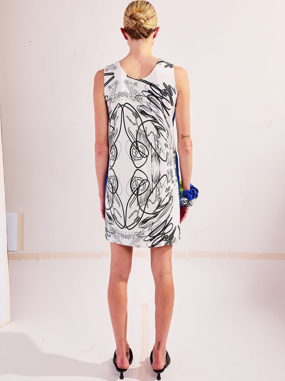 Tank Dress in Custom Print & Cobalt Blue French Terry Cotton Tank Dress in Custom Print & Cobalt Blue French Terry Cotton