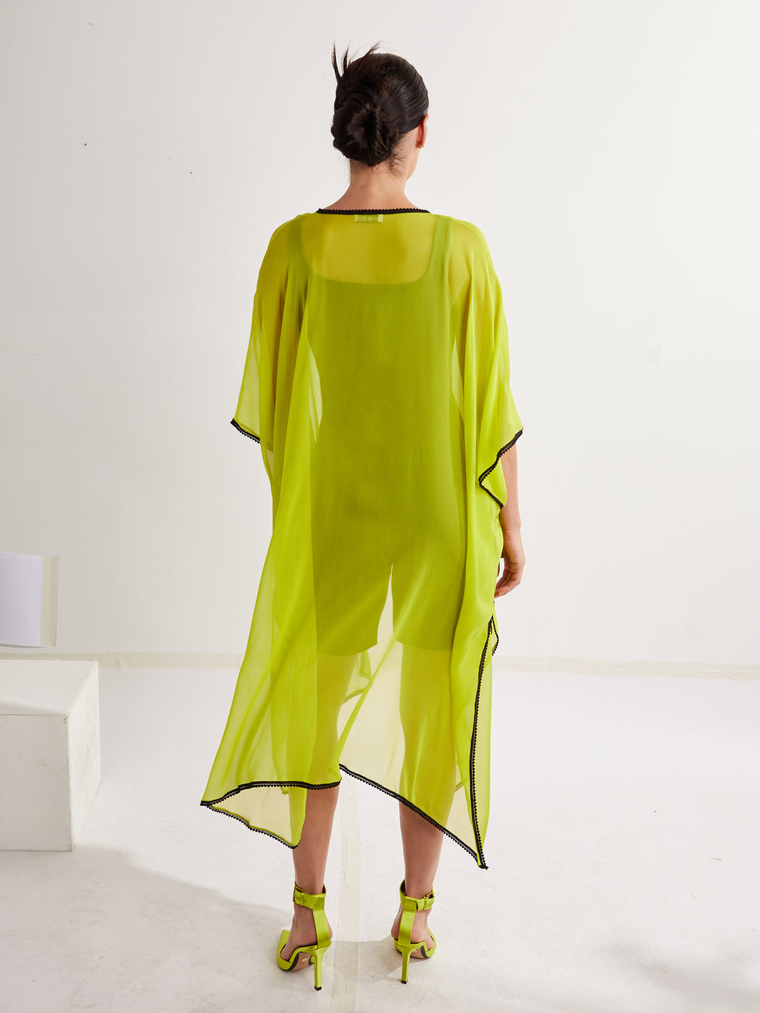 Silk Kimono Shawl in Cyber Lime