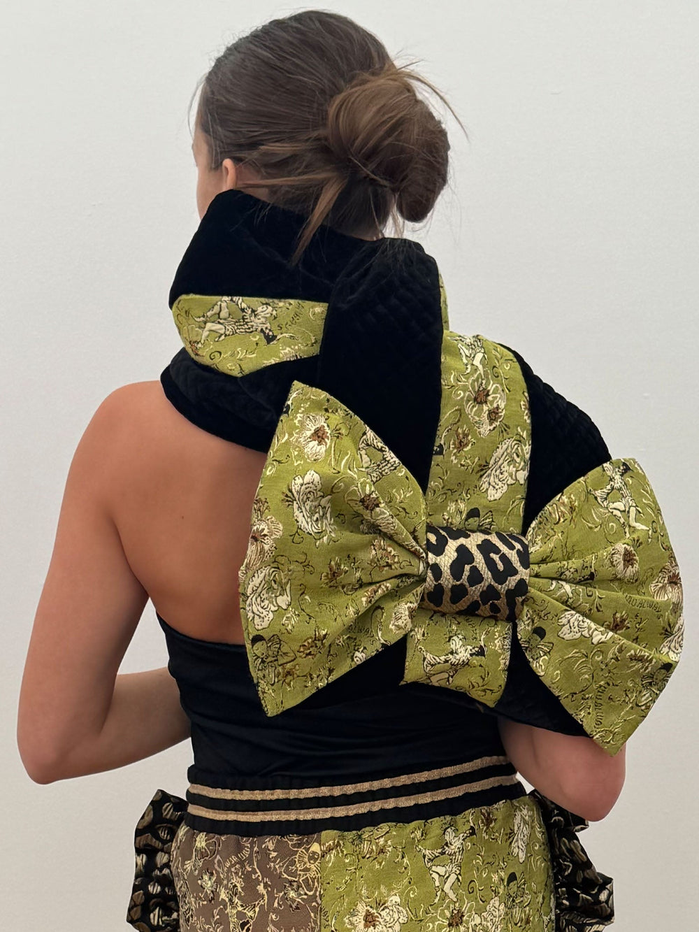 Amy Page DeBlasio Scarves Bow Scarf in Quilted Velour and Chinoiserie Print