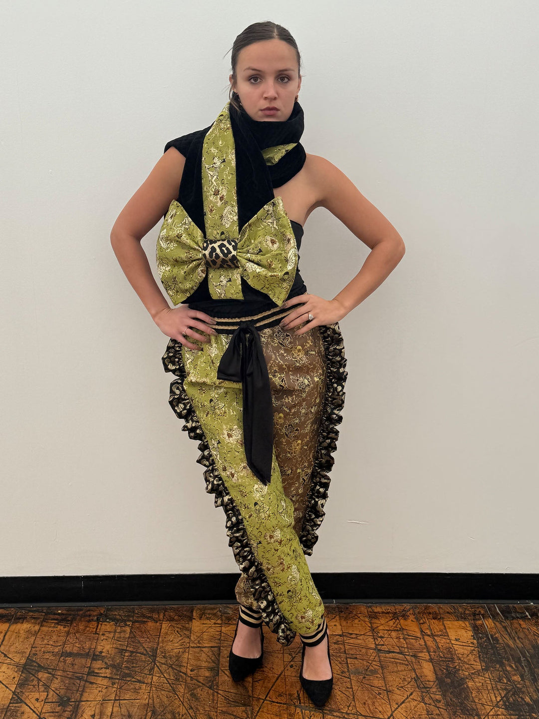 Amy Page DeBlasio Scarves Bow Scarf in Quilted Velour and Chinoiserie Print