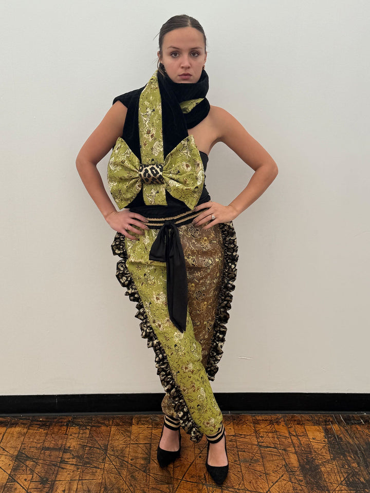 Amy Page DeBlasio Scarves Bow Scarf in Quilted Velour and Chinoiserie Print