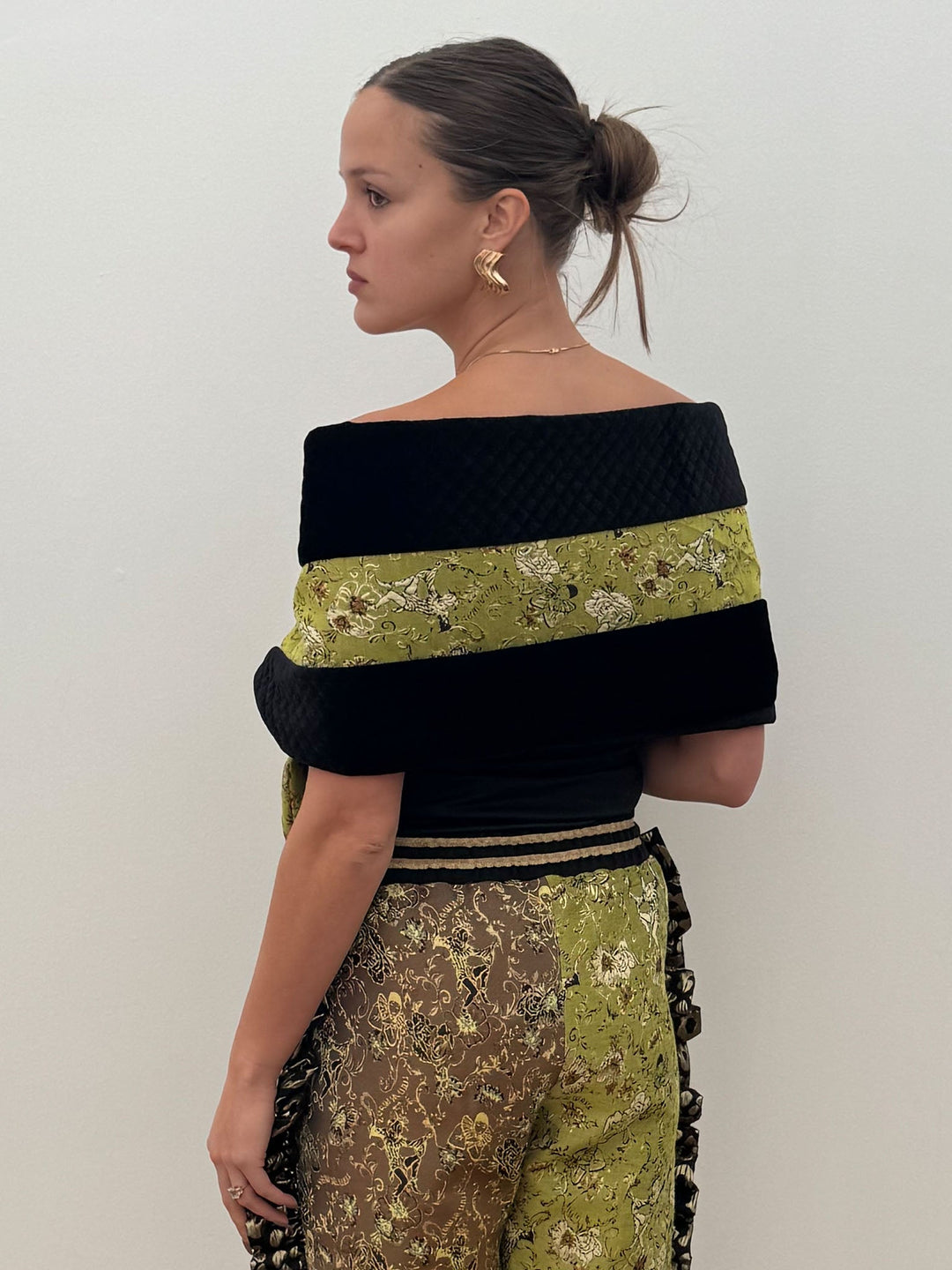 Amy Page DeBlasio Scarves Bow Scarf in Quilted Velour and Chinoiserie Print